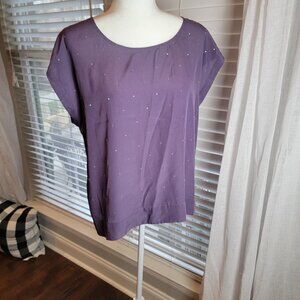XXI Metal Accent Purple Plum Blouse Woman Size Large